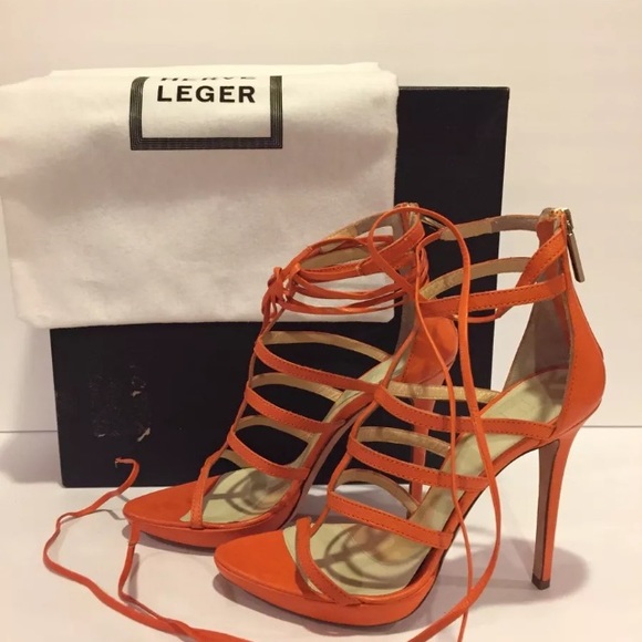 Herve Leger Talor strappy sandals heels orange 37 - Picture 1 of 8